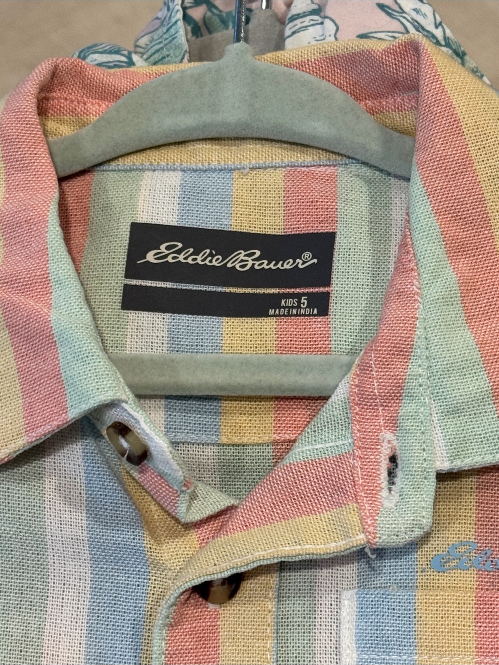 Eddie Bauer Kids' Pastel Multistripe Button-Up Shirt  - Mint, Pink, Yellow, Blue